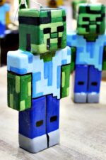 Πασχαλινή λαμπάδα "Μάινκραφτ 3D Μπλε -Πράσινο" - Image 2