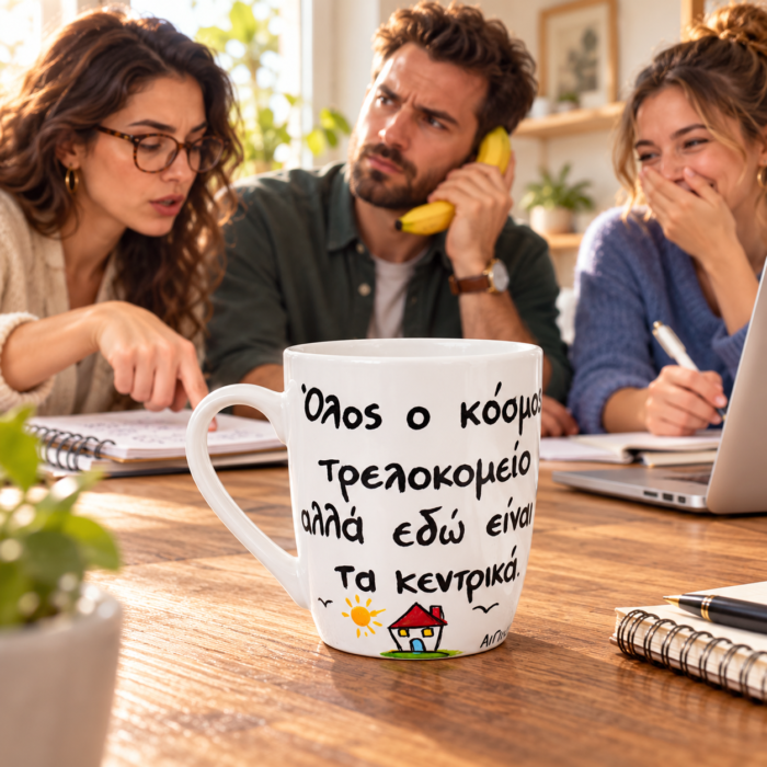 Κούπα Με Ατάκα “Όλος Ο Κόσμος Τρελοκομείο Αλλά Εδώ Είναι Τα Κεντρικά”
