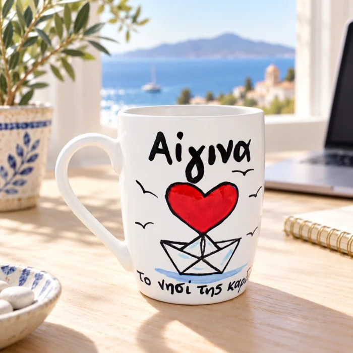 Κούπα Με Ατάκα “Αίγινα Το Νησί Της Καρδιάς Μας”