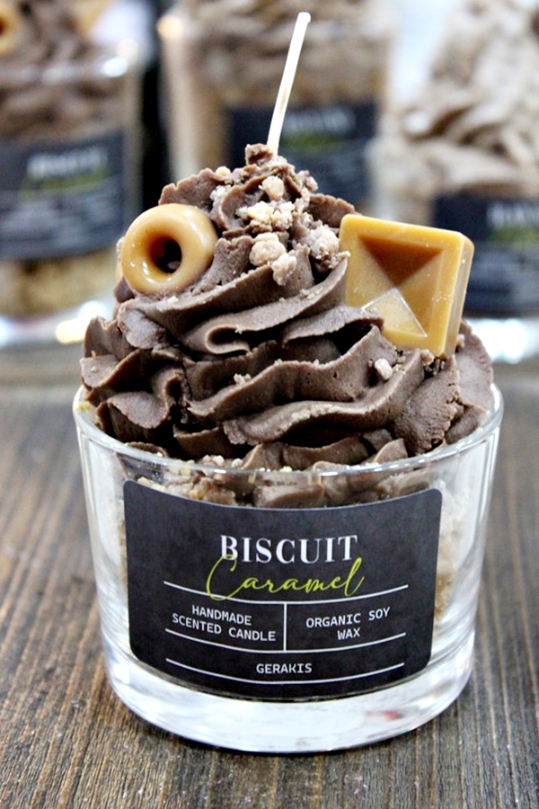 Αρωματικό Κερί Σόγιας “Biscuit Caramel” Σε Ποτήρι