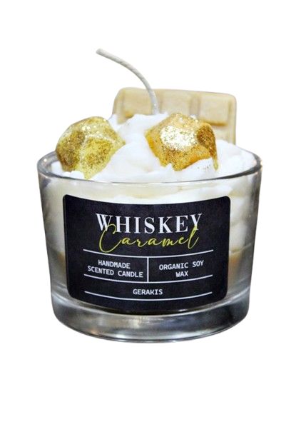 Αρωματικό Κερί Σόγιας Παγωτό “whisky caramel” Σε Γυάλινο Ποτήρι